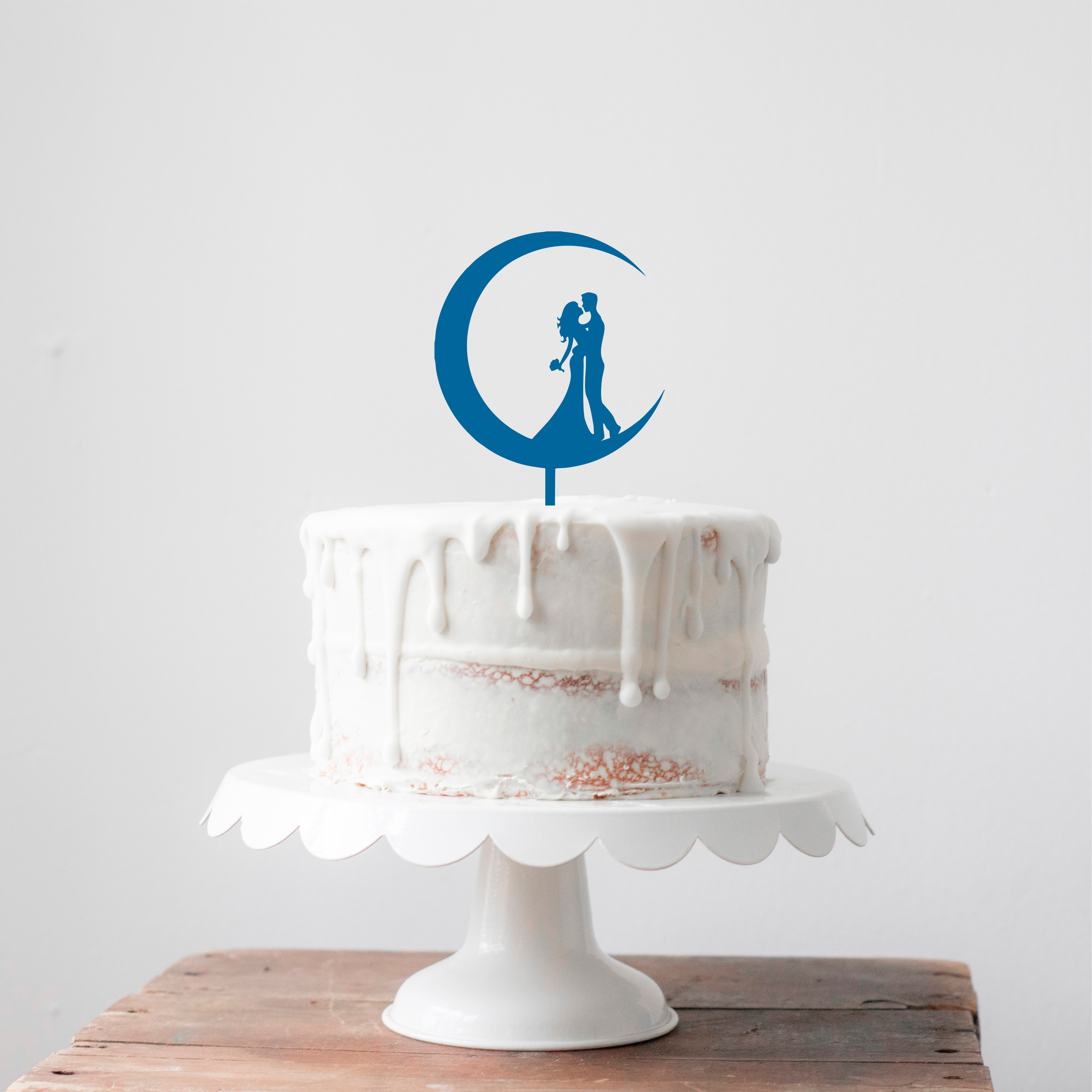 Moon Cake Topper - Wood (MDF) or Acrylic - Wood Cake Topper - Acrylic Cake Topper - Wedding - Cake - Topper - Option 2