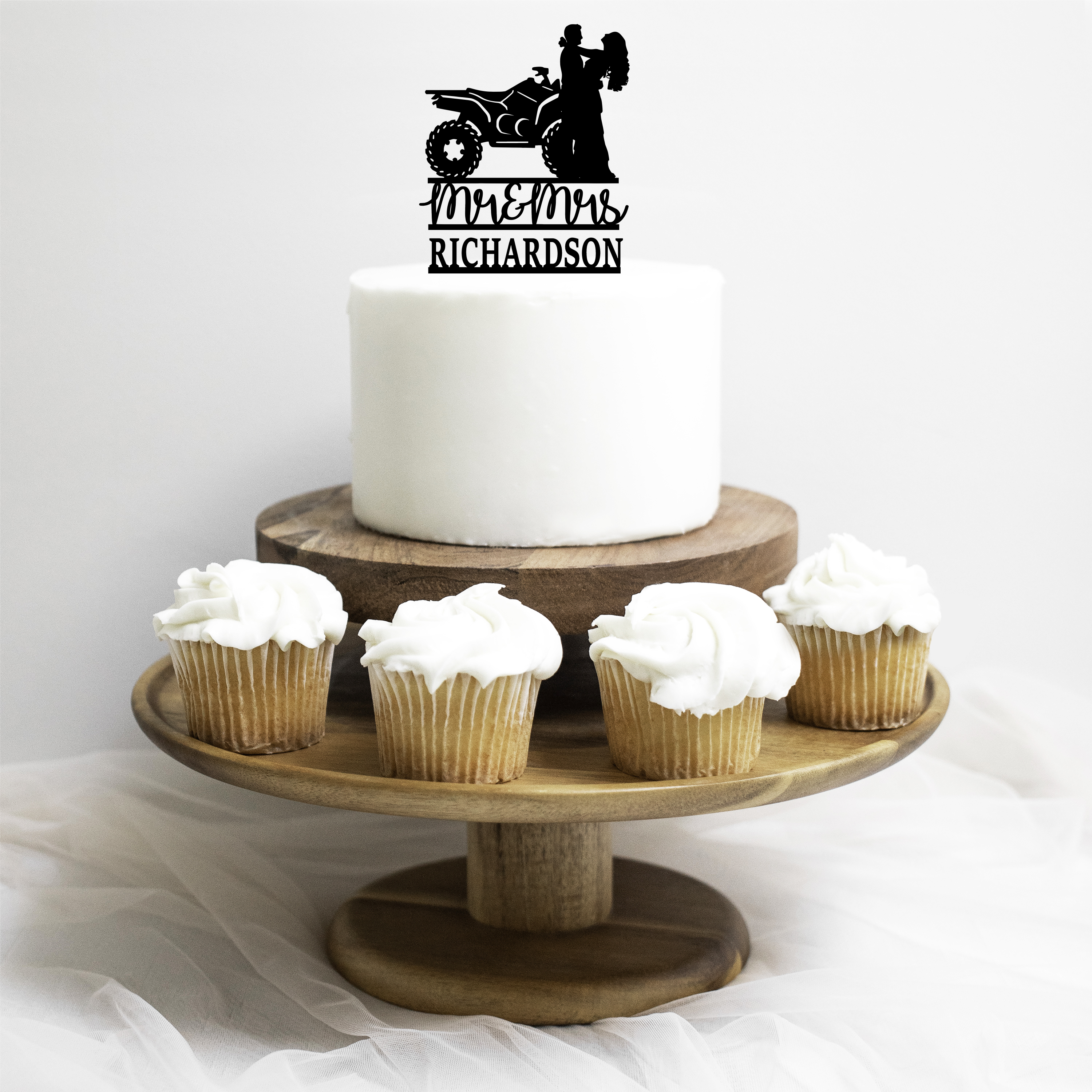 ATV Mr & Mrs Cake Topper - Wood (MDF) or Acrylic - Wood Cake Topper - Acrylic Cake Topper - Wedding - Cake - Topper -
