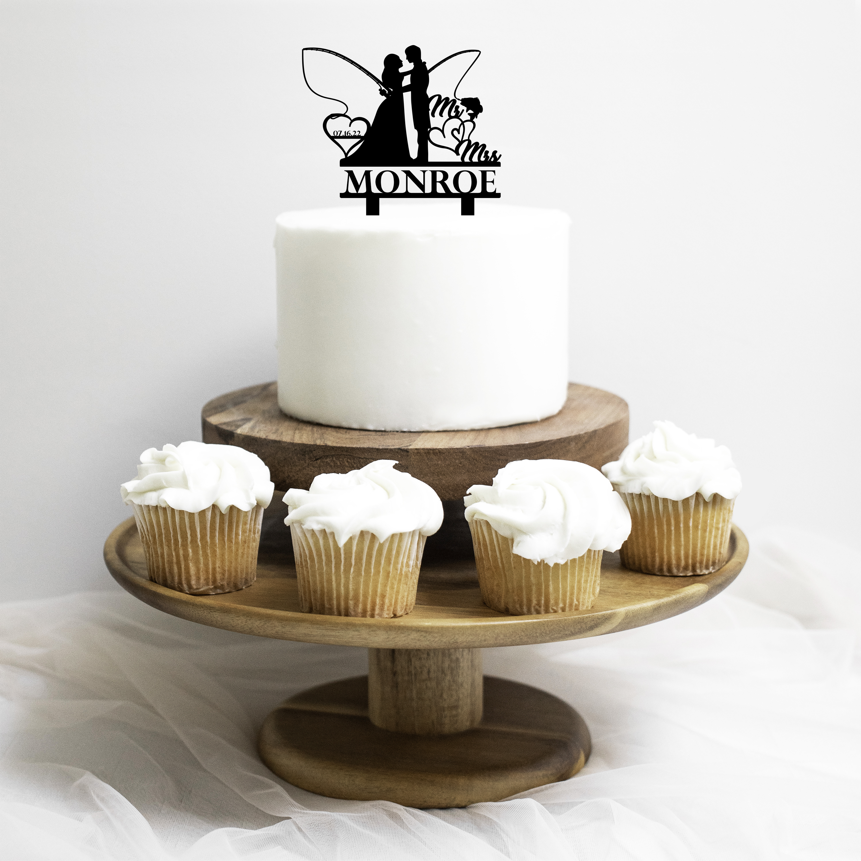 Fishing  Cake Topper - Wood (MDF) or Acrylic - Wood Cake Topper - Acrylic Cake Topper - Wedding - Cake - Topper -