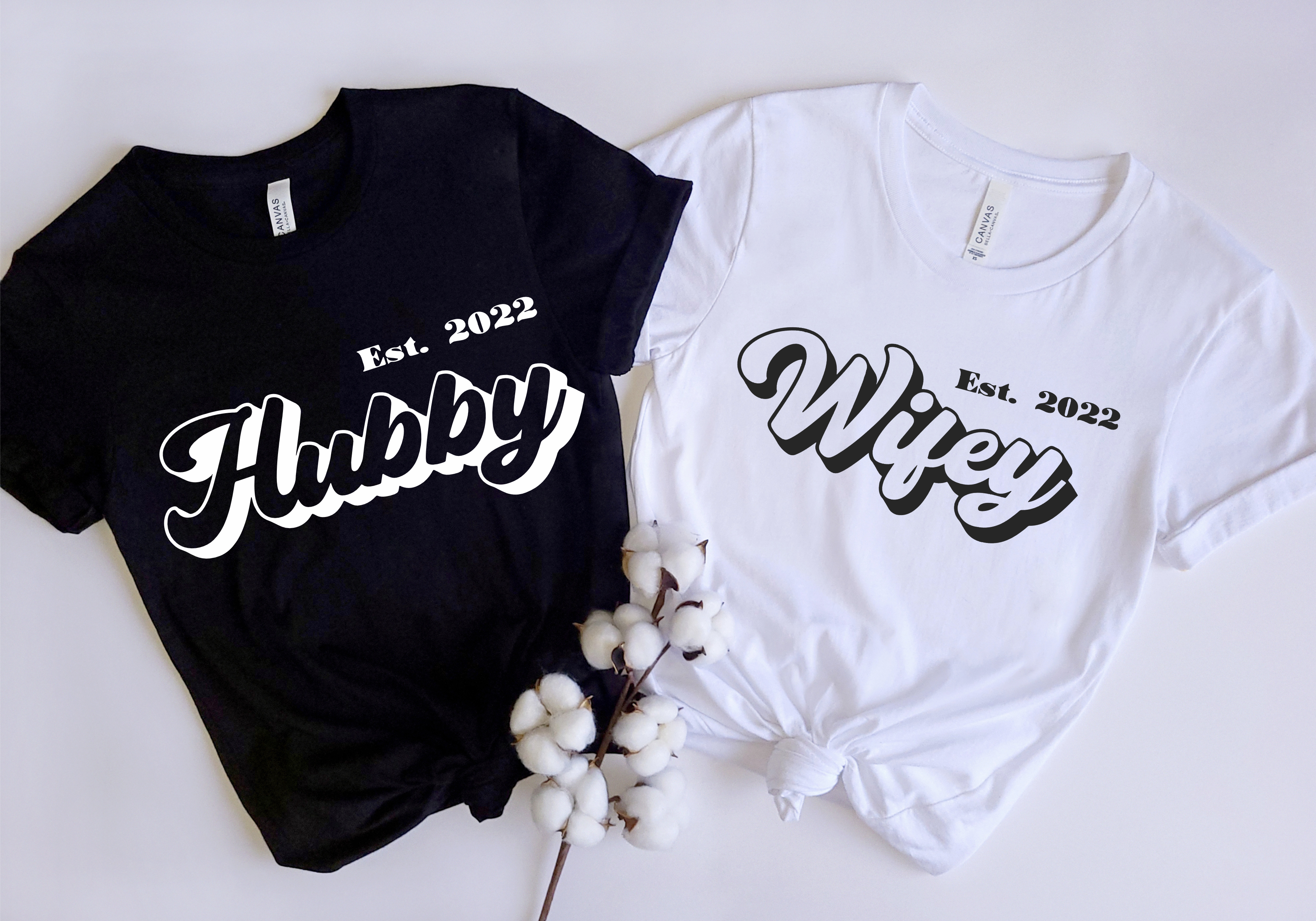 Retro Hubby or Wifey Shirt  - Commercially Printed Shirt - Fast Turn Around Time