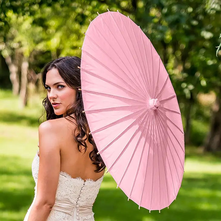 Pretty Paper Parasol With Bamboo Handle - MULTIPLE Colors Available!