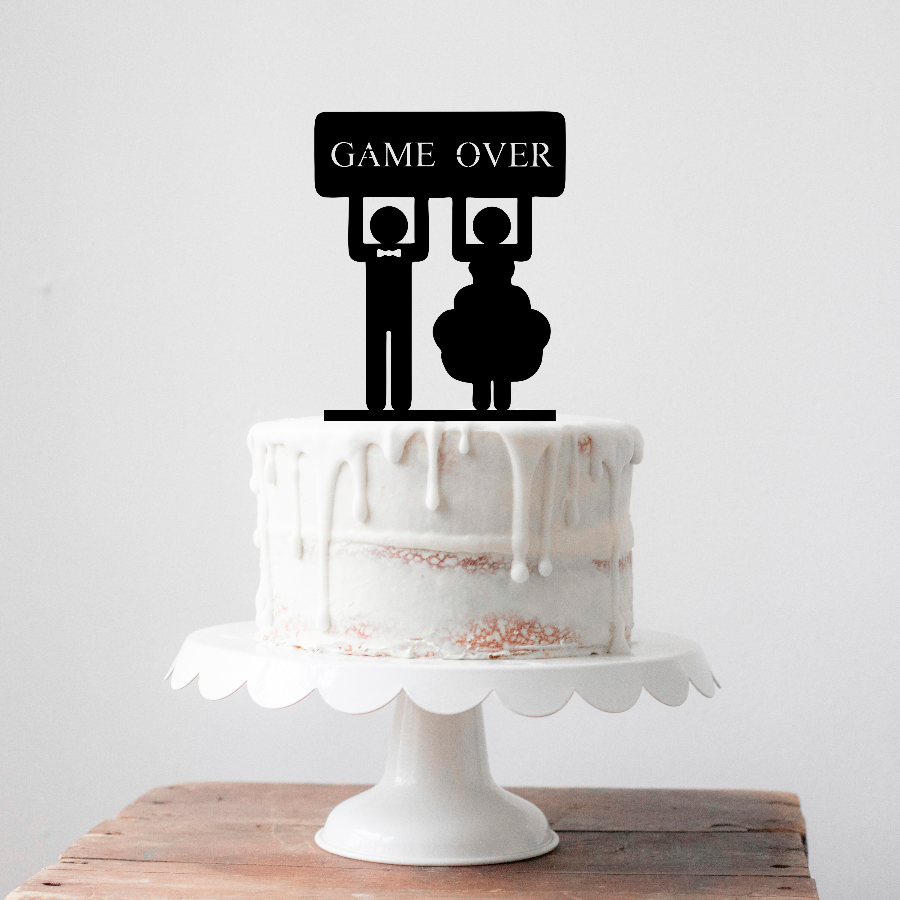 Wedding Cake Topper - Game Over Cake Topper - Wood (MDF) or Acrylic - Wood Cake Topper - Acrylic Cake Topper - Wedding - Cake - Topper - Option 2